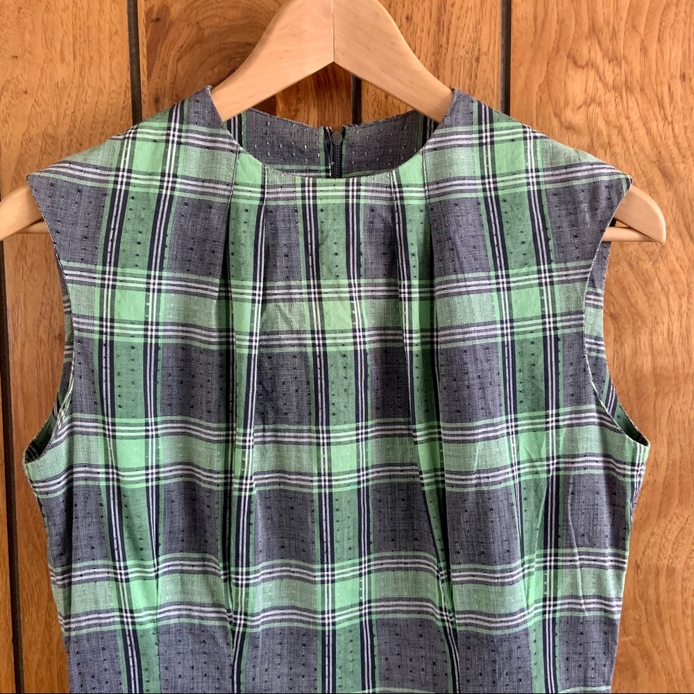 Vintage Handmade Sheath Plaid 1960s Tailored Dress